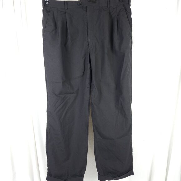 HICKEY FREEMAN Mens Size 38x30 Black Pleated Cuffed Dress Pants - Picture 1 of 6